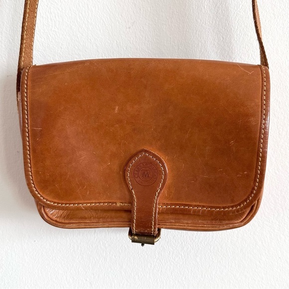 Vintage Club Monaco Saddle Tan Leather crossbody Bag - Picture 1 of 10